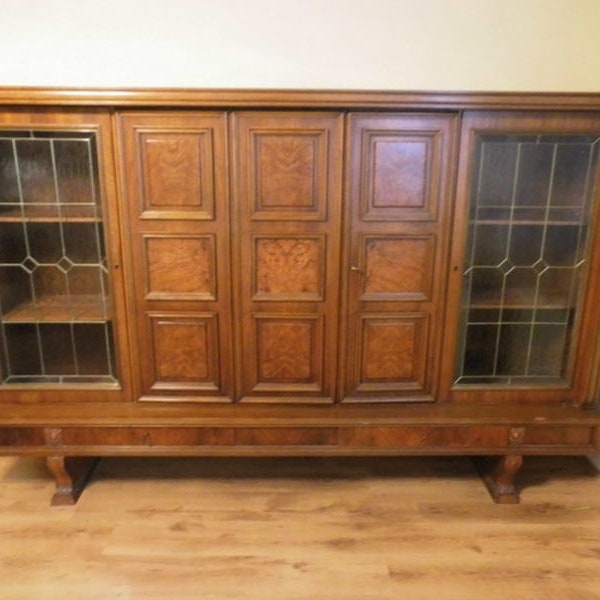 large living room cabinet from the 60s, lead glazing