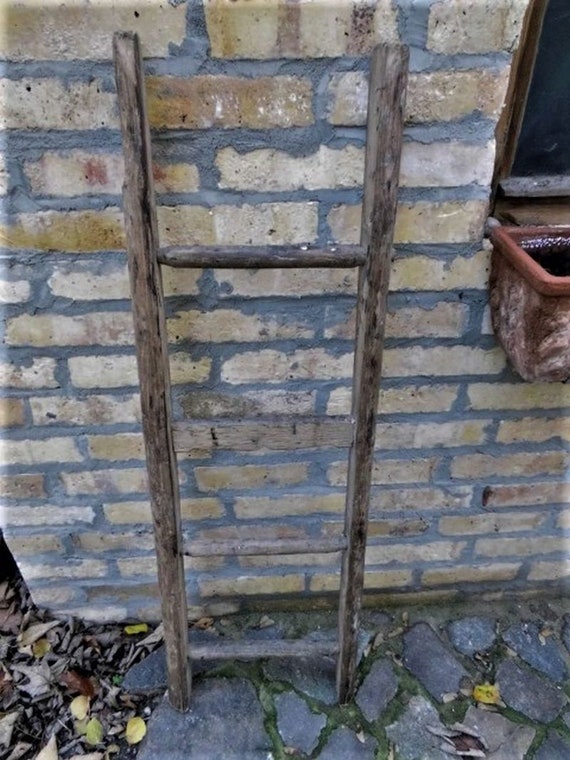 Old Wooden Ladder 117 Cm Long Stable Super Decoration Etsy