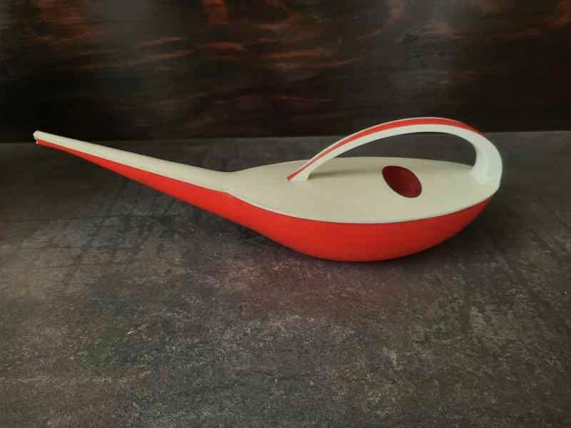 Oliera A Botte Con Manico Pennellato Rosso Corallo - Ceramiche - Foto 6