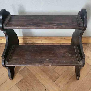 old wooden staircase, stairs, hanging basket, decoration