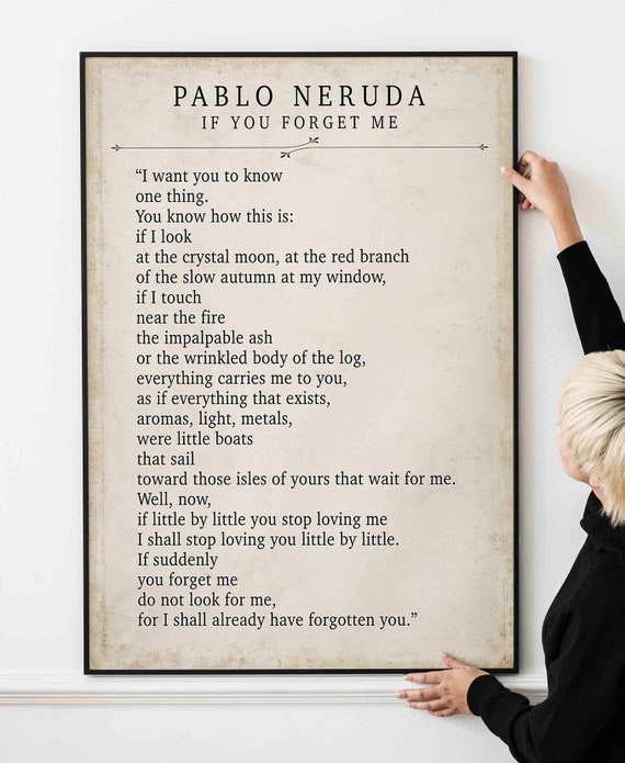 Pablo Neruda gedicht citaat afdrukken. Als je me vergeet. Etsy Nederland