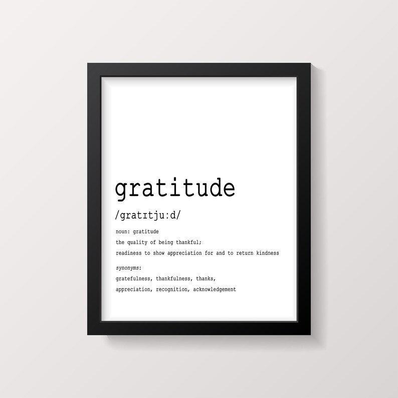 Dankbaarheid KunstDruk Inspirerend Woordenboek Citaat Etsy