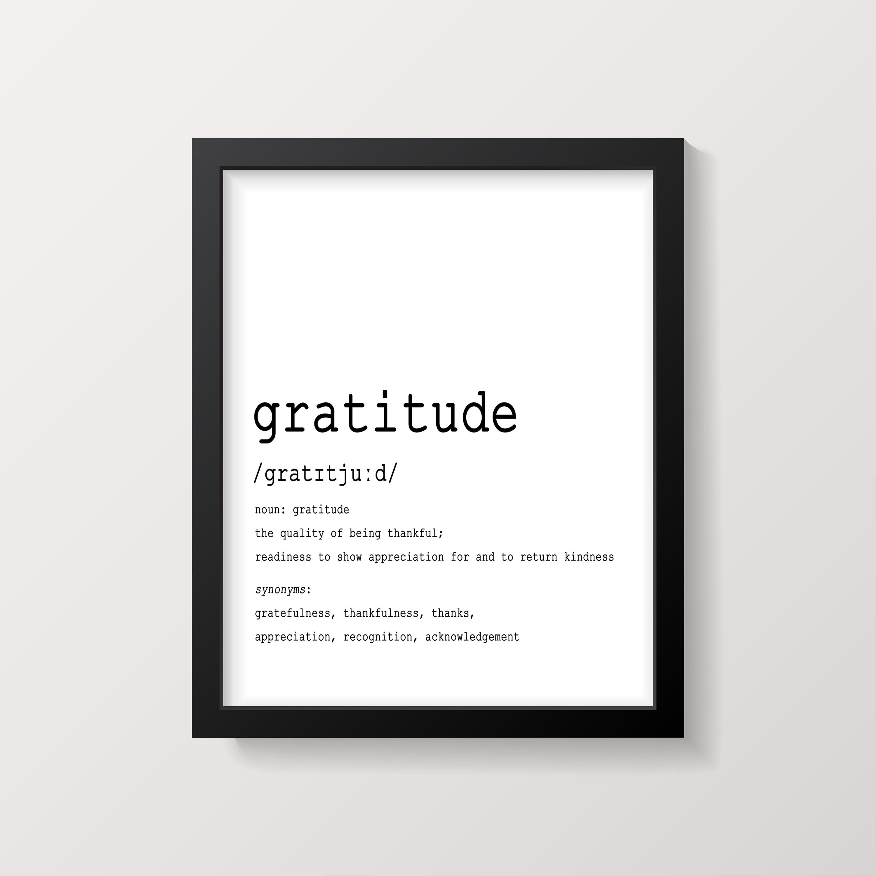 Dankbaarheid KunstDruk Inspirerend Woordenboek Citaat Etsy