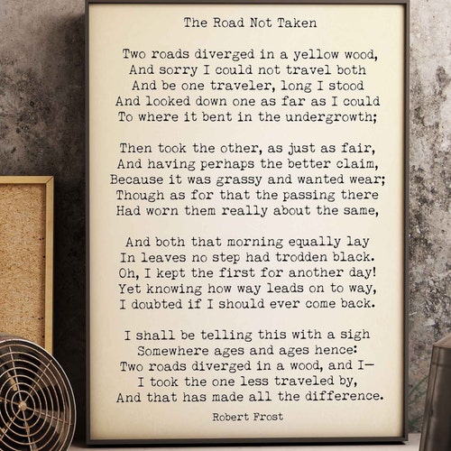 Robert Frost Poem Art Print the Road Not Taken Poem Poster - Etsy