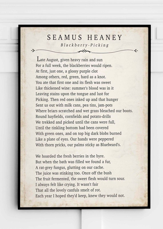 Blackberry Picking Poem by Seamus Heaney Poetry Etsy Ireland