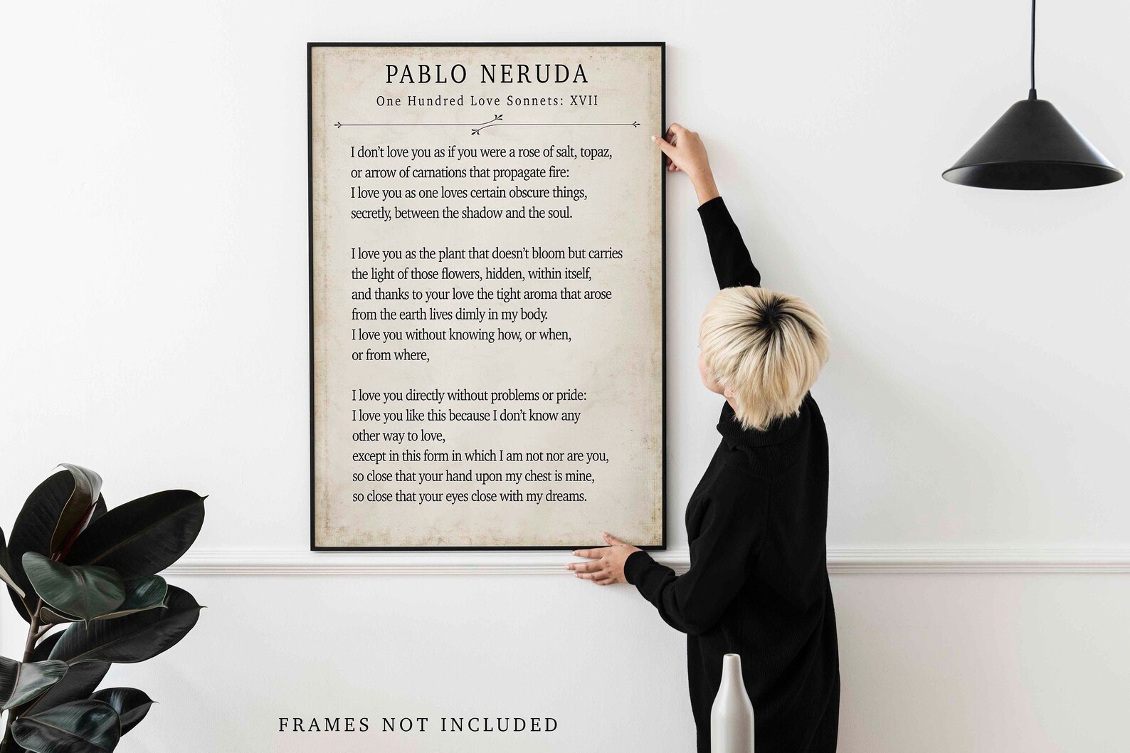 Pablo Neruda Poem Quote Print 17. One Hundred Love Etsy