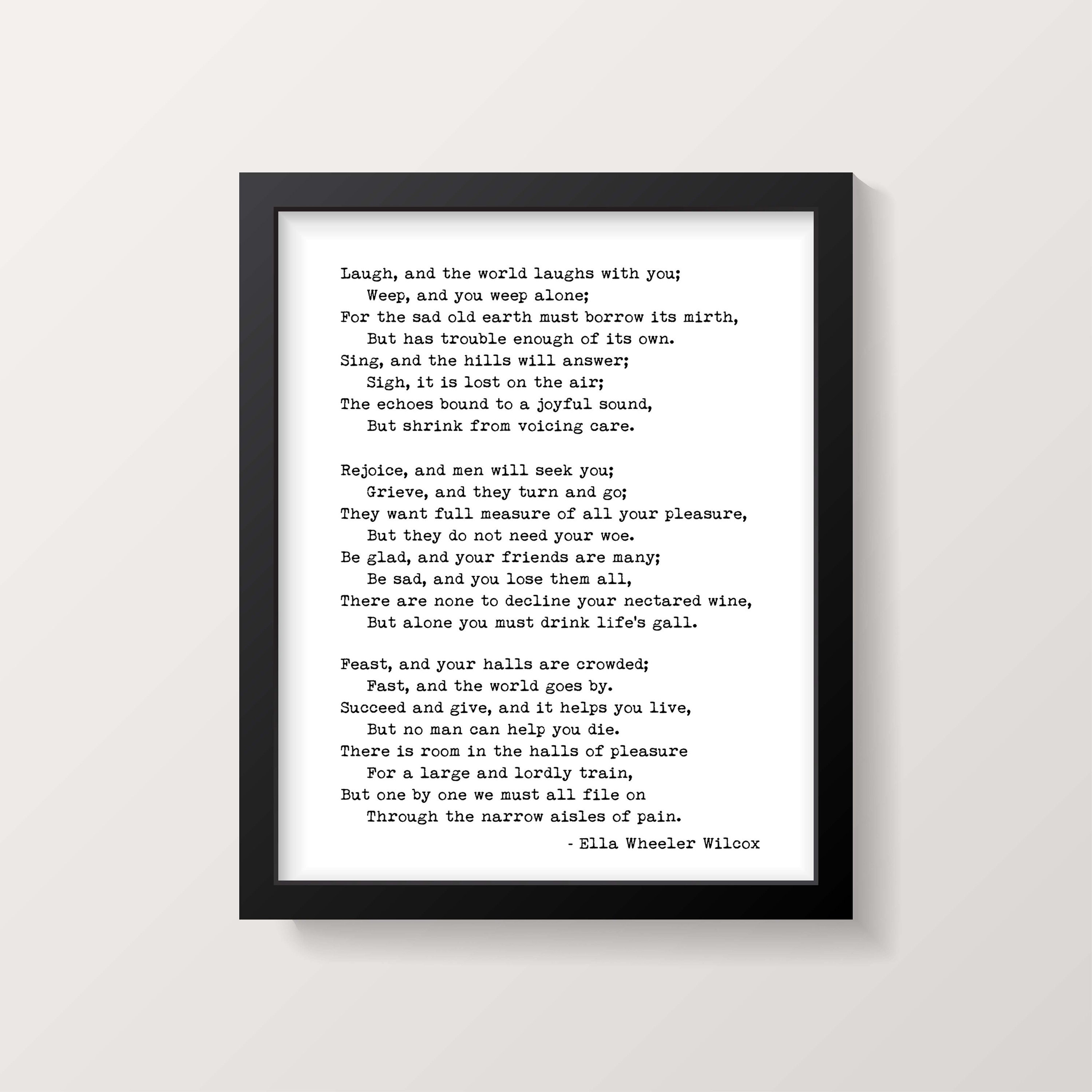 Solitude Poem By Ella Wheeler Wilcox Poem Print Laugh And Etsy Canada