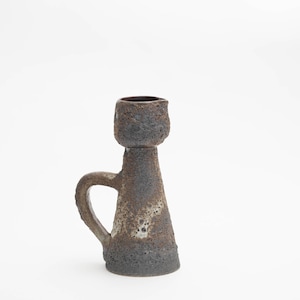 Vintage West German Fat Lava Vase – Mid-Century Studio Pottery – Textured Glaze Pitcher Form