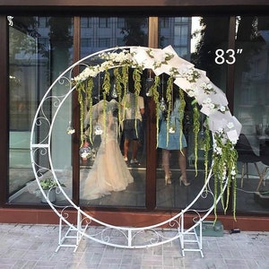 Round wedding stand 83, Circle wedding arch, Moon arch metal frame, Wedding backdrop image 1