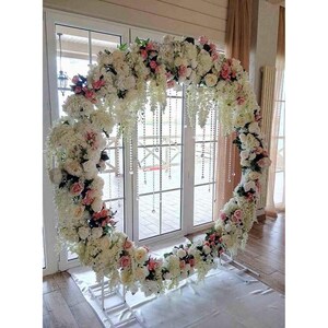 Round wedding stand 83, Circle wedding arch, Moon arch metal frame, Wedding backdrop image 4