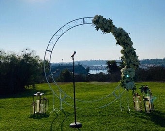 Circle wedding arch 100″, Round wedding arch, Wedding arch metal frame, Metal arch, Moon gate arch, Ceremony arch, Floral arch Wedding decor