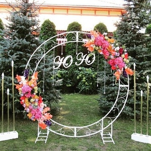 Round wedding stand 83, Circle wedding arch, Moon arch metal frame, Wedding backdrop image 3
