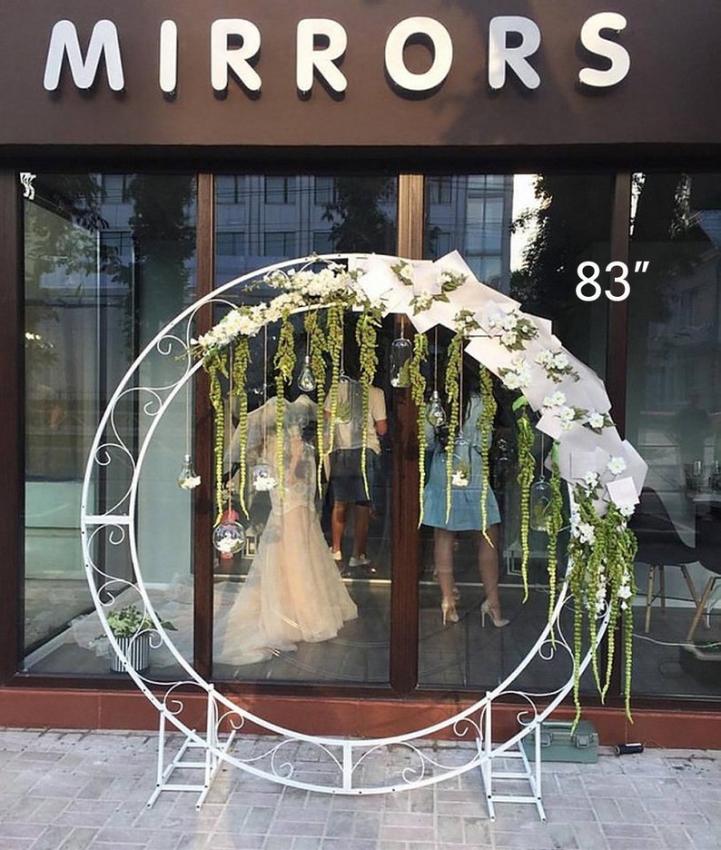 Round wedding stand 83, Circle wedding arch, Moon arch metal frame, Wedding backdrop image 1