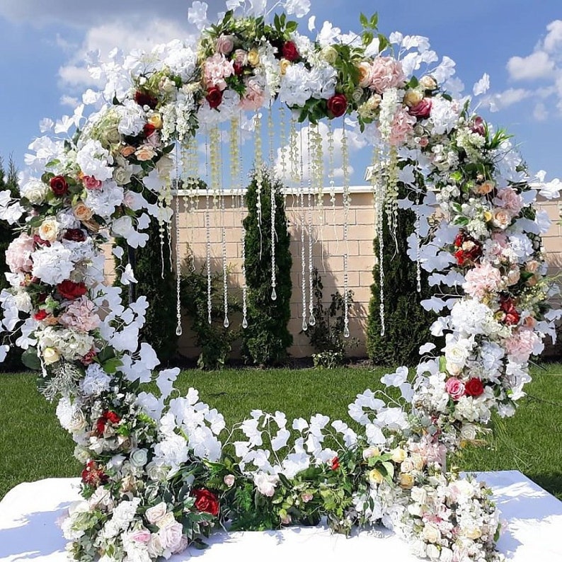 Round wedding stand 83, Circle wedding arch, Moon arch metal frame, Wedding backdrop image 6