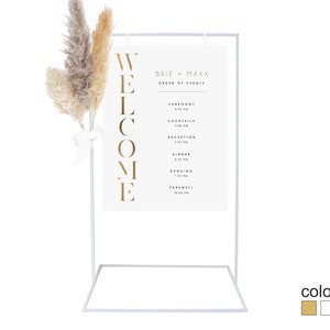 Wedding Sign Stand 5'x3' - Welcome Event Party Sign Stand - White Gold Black Color Sign Stand Metal Frame - Metal Seating Chart Stand