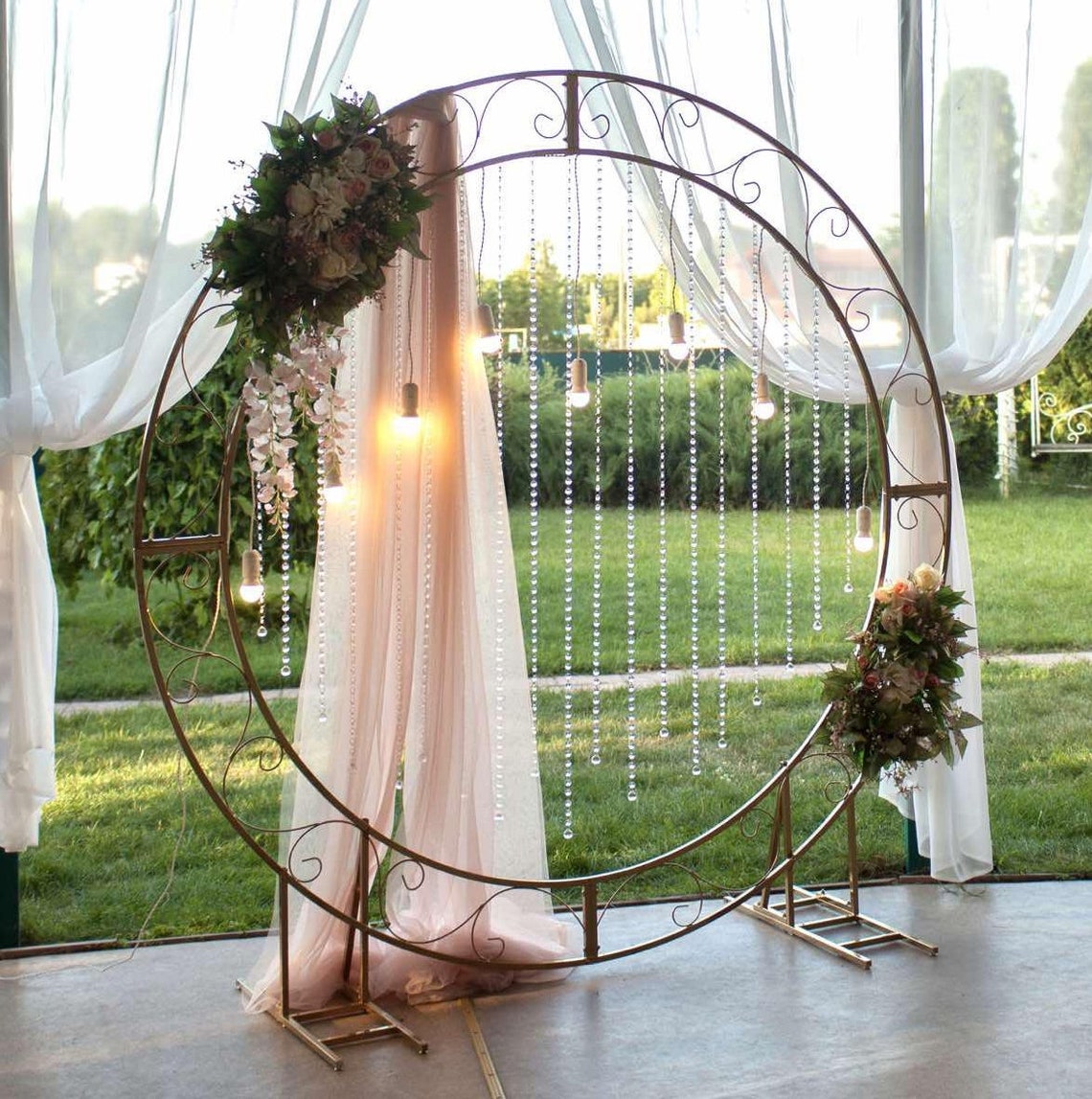 Circle wedding arch 83 Gold colour round metal Etsy