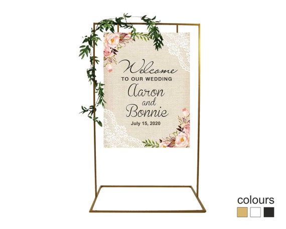 Wedding Welcome Sign Stand 5'x3' Wedding Sign Holder Large Metal Gold Easel  for Sign Best Alternative Copper Seating Chart Stand -  Norway