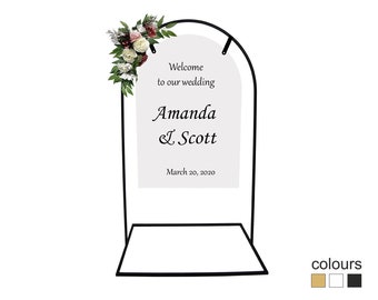 Arch Shaped Welcome Sign Stand 5'x3' - Wedding Arched Sign Stand - Metal Sign Stand Frame - Seating Chart Stand