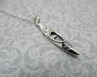 Jewels Obsession Silver 3D Canoe Necklace Rhodium-plated 925 Silver 3D Canoe Pendant with 18 Necklace