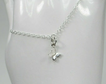 Blue Butterfly Anklet for Women S925 Sterling Silver Adjustable Foot Ankle Bracelet Birthday Gifts for Girls