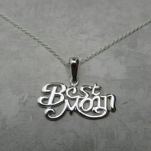 Best Mom Text Words Pendant 925 Sterling Silver Special Mother Mama Necklace Mother's Day Gift Birthday Gift Family Jewelry image 1