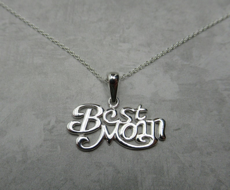 Best Mom Text Words Pendant 925 Sterling Silver Special Mother Mama Necklace Mother's Day Gift Birthday Gift Family Jewelry image 1