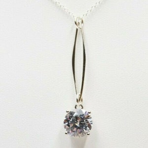 Diamond CZ Marquise Necklace Round 4ct CZ Pendant Large Stone 925 Sterling Silver April Birthstone Birthday Gift Anniversary Gift image 6