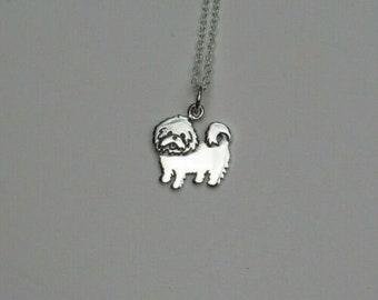 Maltese Shih Tzu Lhasa Apso Terrier Small Dog Pendant - Pet Animal Jewelry - 925 Sterling Silver - Gift for Dog Lover - Choice Length