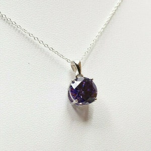 Lila Amethyst Solitär Halskette Runder 4ct CZ Anhänger Großer Stein 925 Sterling Silber Februar Birthstone Geburtstagsgeschenk Bild 8