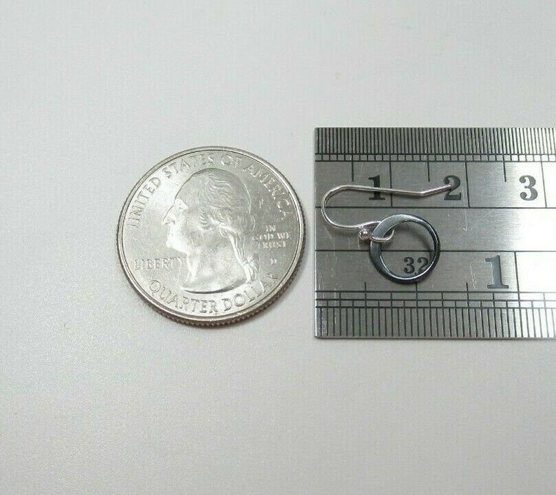 Small Dainty Minimalist Geometric Your Choice 925 Sterling Silver or 14K Gold Hooks Simple Tiny Black Circle Earrings