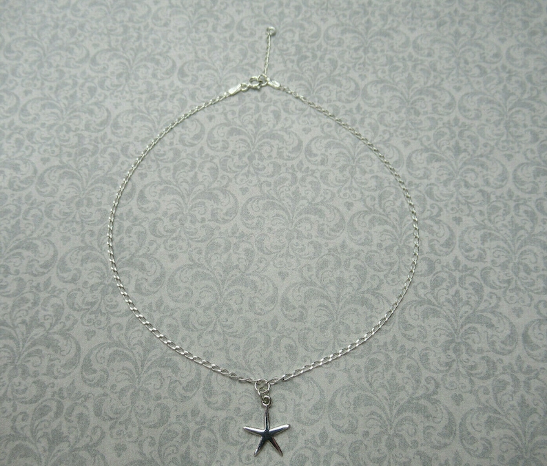 Nature Fish Sea Life Ocean Summer Surfer Jewelry Starfish Ankle Bracelet 925 Sterling Silver Choice Length Beach /& Nautical Anklet