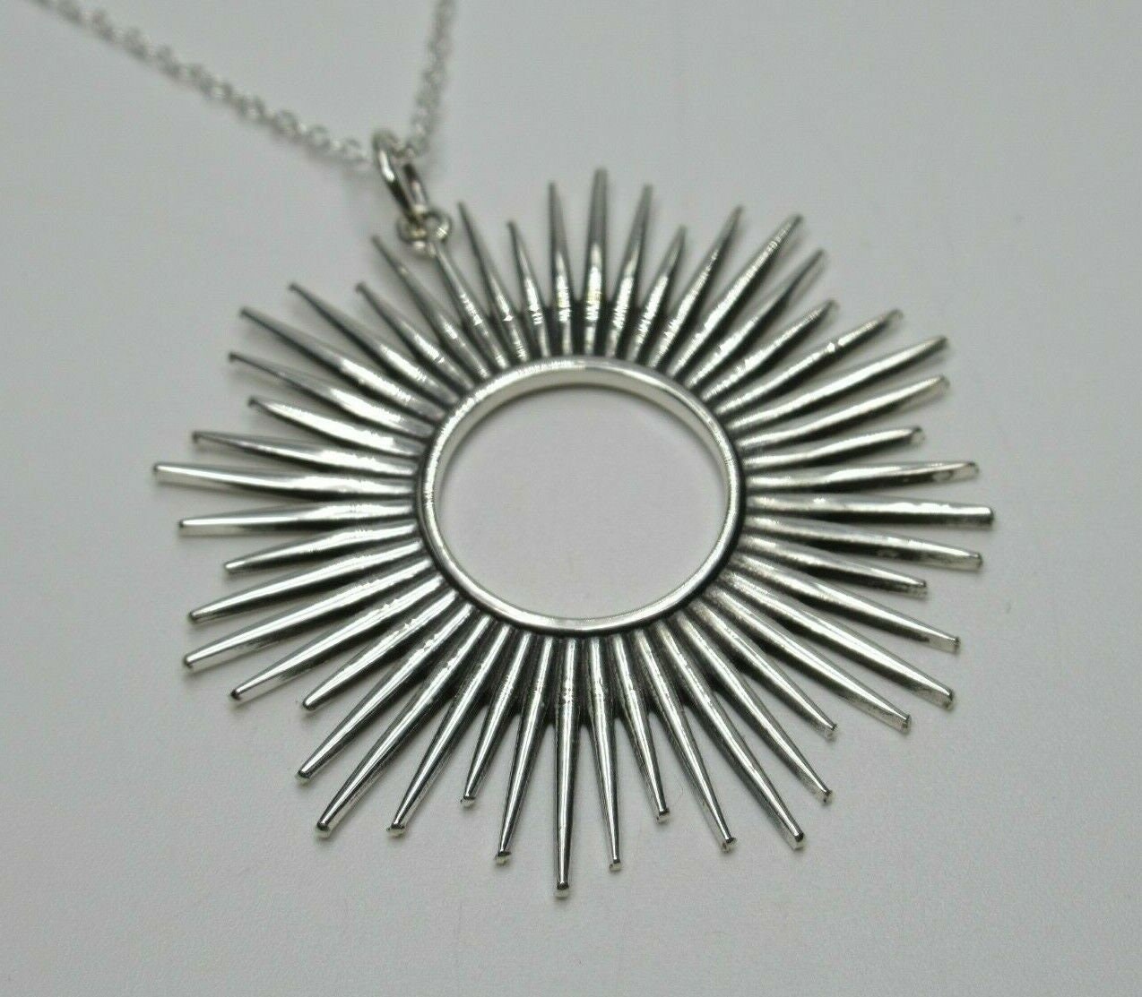 Spiked Sun Necklace 925 Sterling Silver Celestial Pendant | Etsy