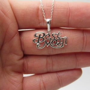 Best Mom Text Words Pendant 925 Sterling Silver Special Mother Mama Necklace Mother's Day Gift Birthday Gift Family Jewelry image 3
