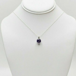 Purple Amethyst Solitaire Necklace Round 4ct CZ Pendant Large Stone 925 Sterling Silver February Birthstone Birthday Gift image 7