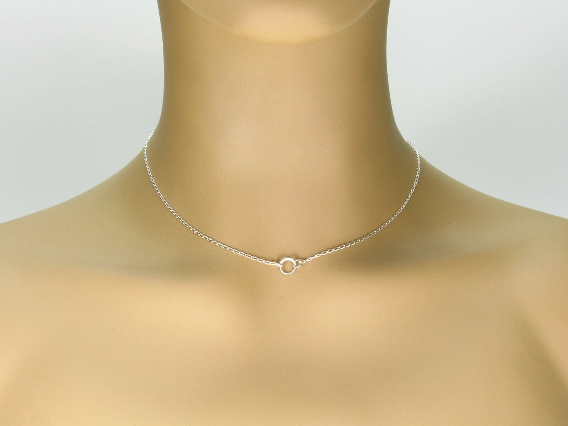 Tiny Circle Necklace 925 Sterling Silver Geometric Pendant Etsy