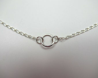 Tiny Circle Necklace - 925 Sterling Silver - Geometric Pendant - Modern Minimalist Jewelry - Small Circle - Simple