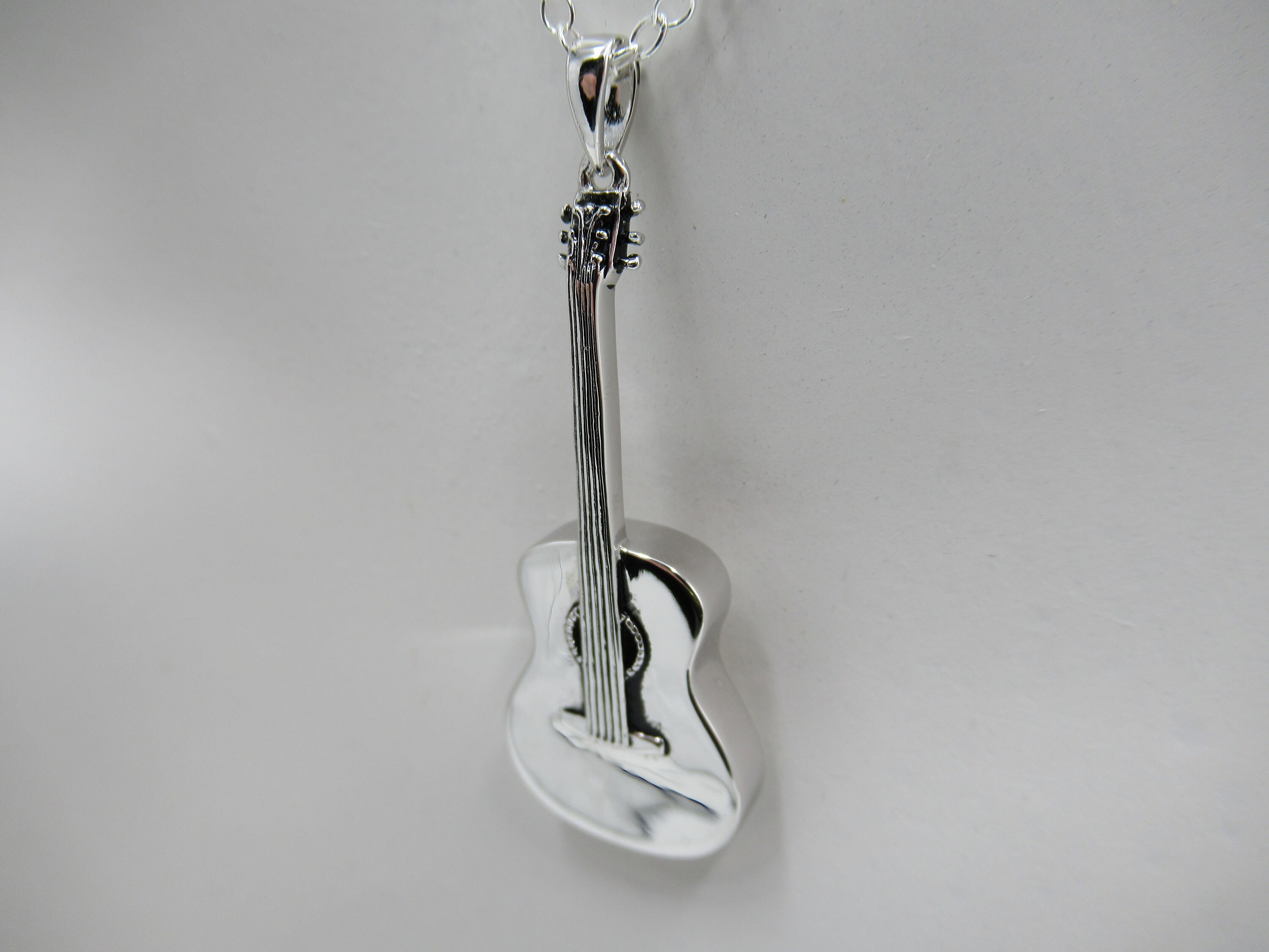 Acoustic Guitar Necklace 925 Sterling Silver Music Pendant Etsy