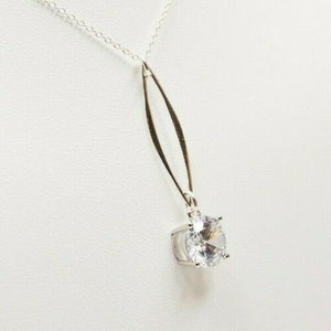 Diamond CZ Marquise Necklace Round 4ct CZ Pendant Large Stone 925 Sterling Silver April Birthstone Birthday Gift Anniversary Gift image 7