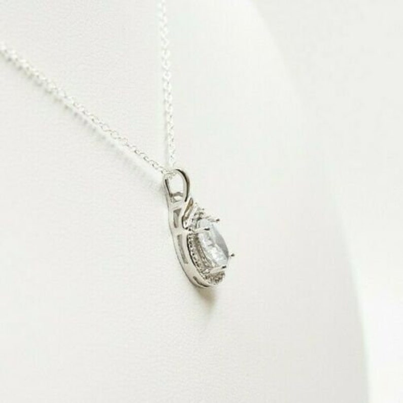 925 Sterling Silver April Birthstone Birthday Gift for Woman Wife Girlfriend Bridesmaids Her Simulated Diamond CZ Halo Twist Pendant