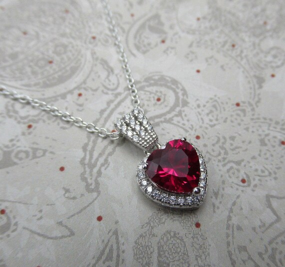 Red Garnet Cz Heart Pendant 925 Sterling Silver 1 7ct 35 - Red Cz Heart Pendant Red Garnet Cz Heart Pendant 925 Sterling Silver 1 7ct 35 - Red Cz Heart Pendant