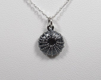 Sea Urchin Necklace - 925 Sterling Silver - Beach Nautical Beachcombing Sand Tide Pool Ocean Pendant - Your Choice Length Chain