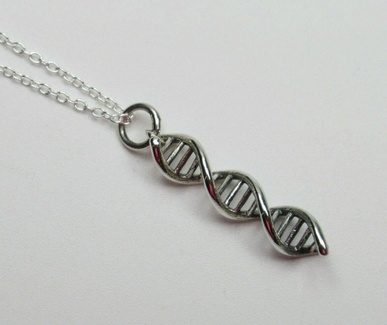 DNA Strand Pendant Biology Double Helix Necklace Etsy