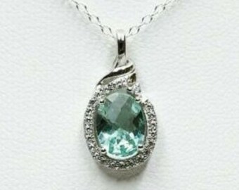 Green CZ Halo Twist Pendant - 925 Sterling Silver - Birthday Anniversary Gift for Woman Wife Girlfriend Bridesmaids Her