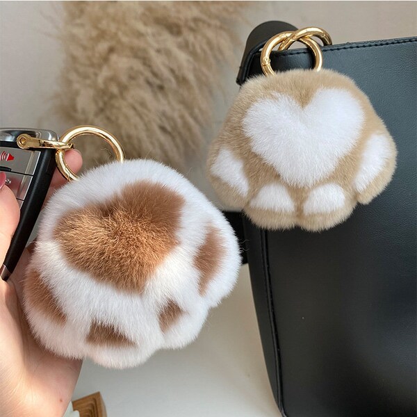Fur Ball Keychain Etsy