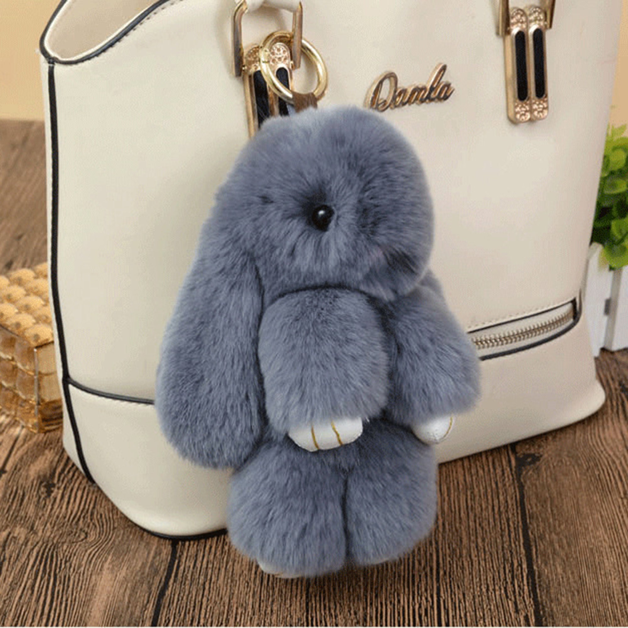 rabbit fluffy keychain