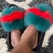 Women's Real Fox Fur Slide Slippers - Fluffy Outdoor Sandals For House & Lounging