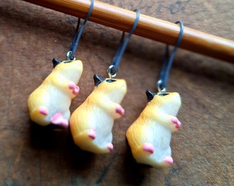 Maschenmarkierer, 3-teiliges Set, Meerschweinchen aus Kunststoff, handgefertigt, Stitchmarkers,  knitting