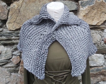 knitted cape made of recycled sheep's wool, shoulder shawl, medieval, plaid, cloak, pelerine, capelet, shoulder warmer, Outlander, LARP
