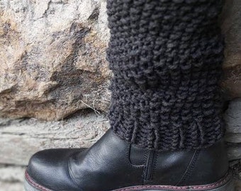 knitted leg warmers in anthracite, pearl pattern with sheep's wool, arm warmers, pulse warmers, medieval, Outlander, natural clothing, warm