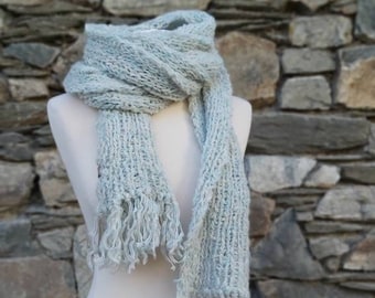 Extra long sheep's wool scarf with fringes, loop, cloth, neck charm, collar, favorite item, wool scarf, gift,